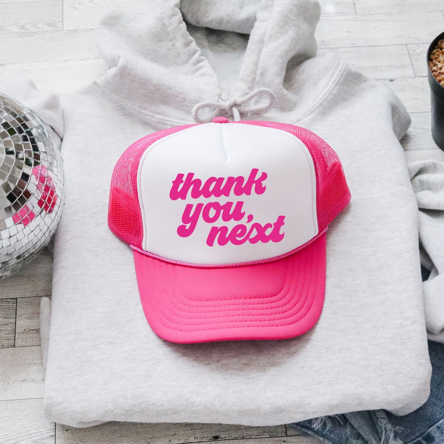 Thank You Next, Sassy, Funny, Bright Pink Snapback Trucker Hat