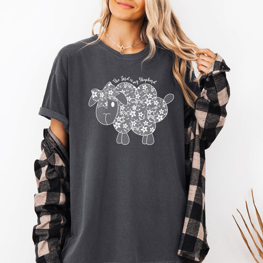 The Lord Is My Shepherd, Faux Lace, Sheep, Christian, Religious, Faith Tshirt Comfort Colors T-Shirt