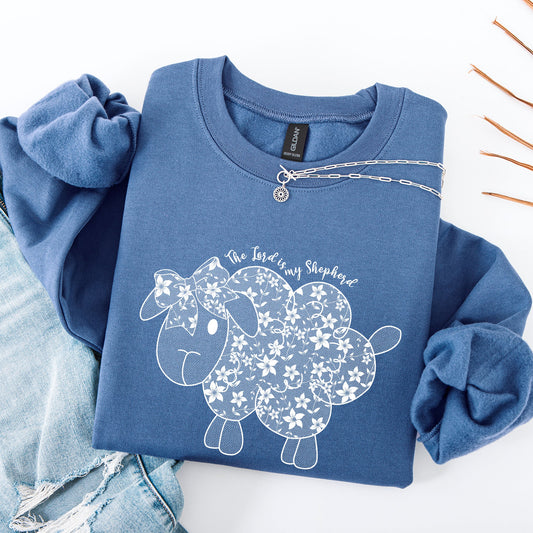 The Lord Is My Shepherd, Faux Lace, Sheep, Christian, Religious, Faith Sweatshirt