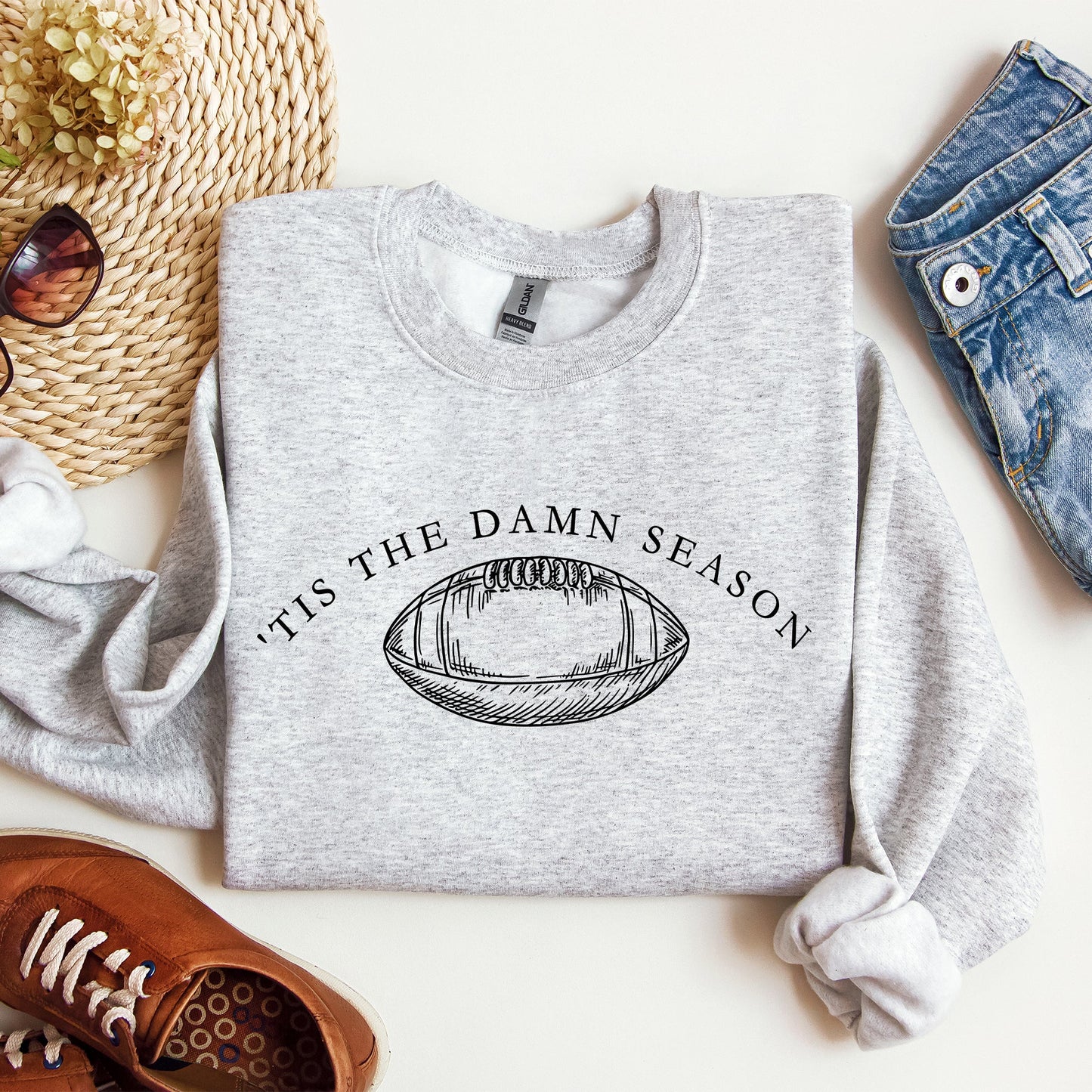 Tis The Damn Season, Football, Sports, Game Day, Big Game, Touchdown, Tailgate Party Sweatshirt