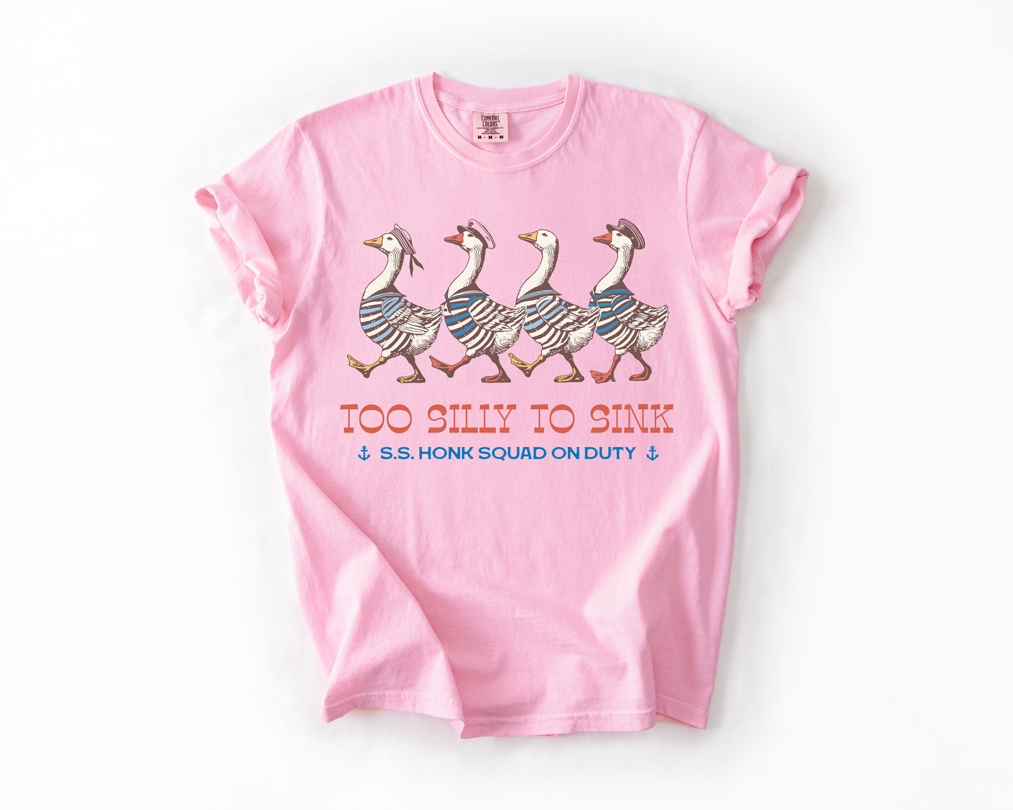 Too Silly To Sink, Goose, Funny, Beach, Summer, Travel, Vacation, Holiday, Sun, Comfort Colors T-Shirt