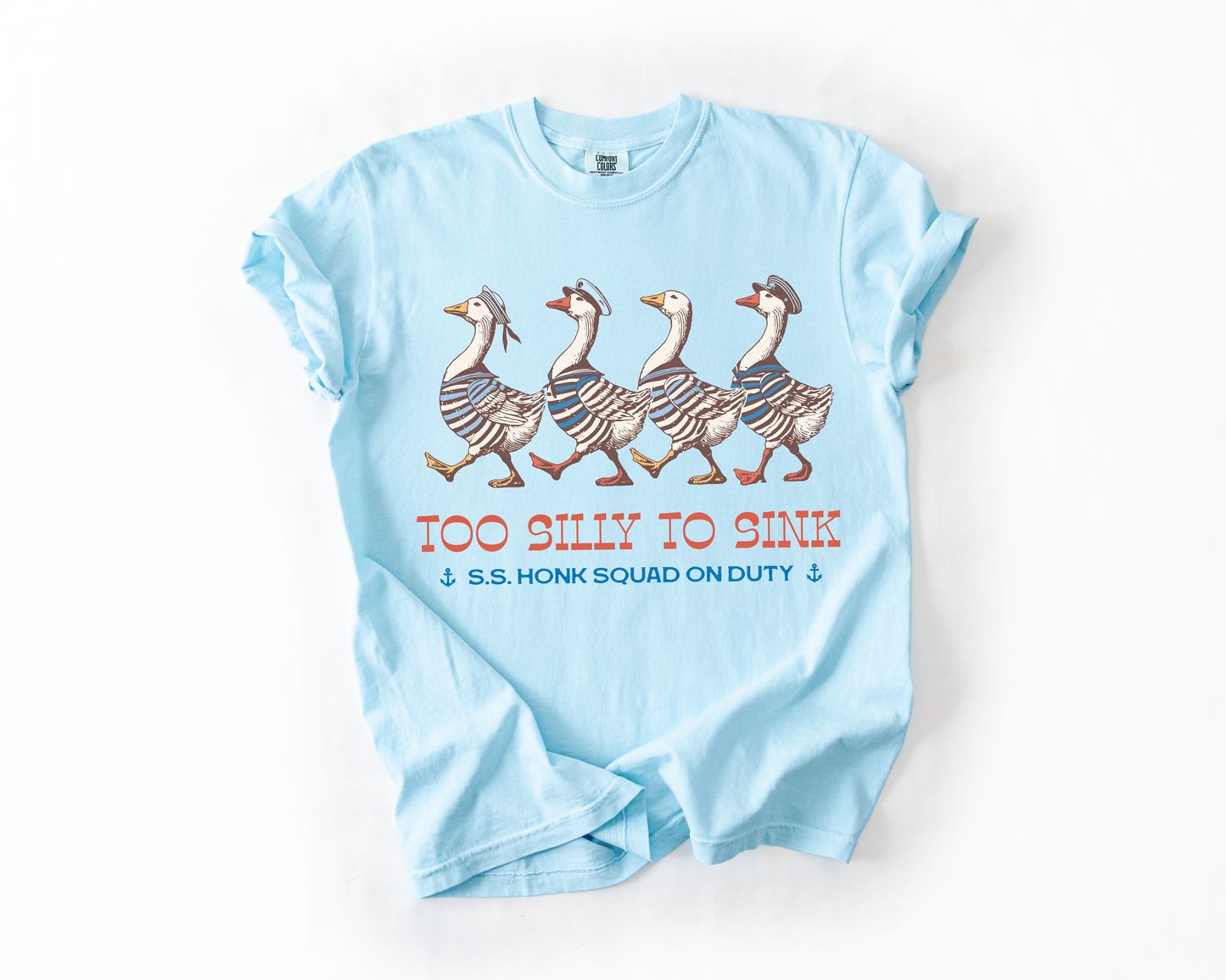 Too Silly To Sink, Goose, Funny, Beach, Summer, Travel, Vacation, Holiday, Sun, Comfort Colors T-Shirt