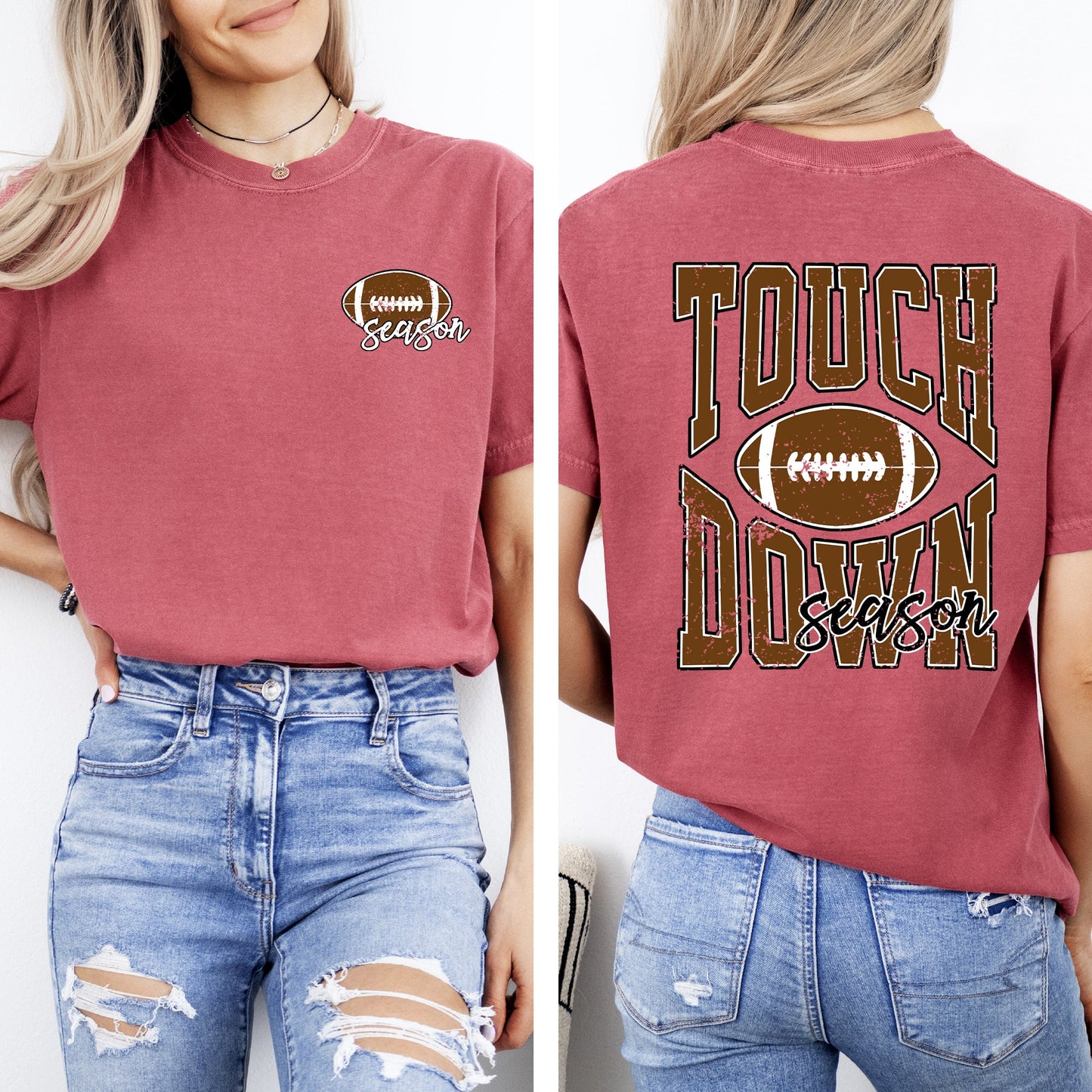 Touchdown Season, Front and Back, Football, Sports, Game Day, Big Game, Tailgate Party Tshirt Comfort Colors T-Shirt