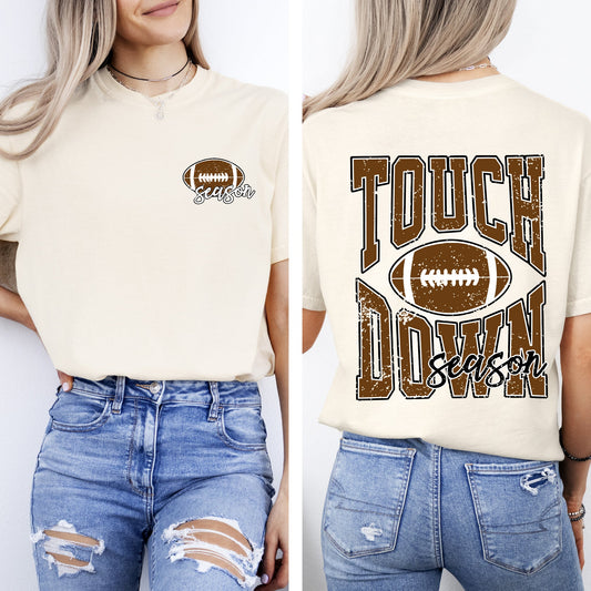 Touchdown Season, Front and Back, Football, Sports, Game Day, Big Game, Tailgate Party Tshirt Comfort Colors T-Shirt