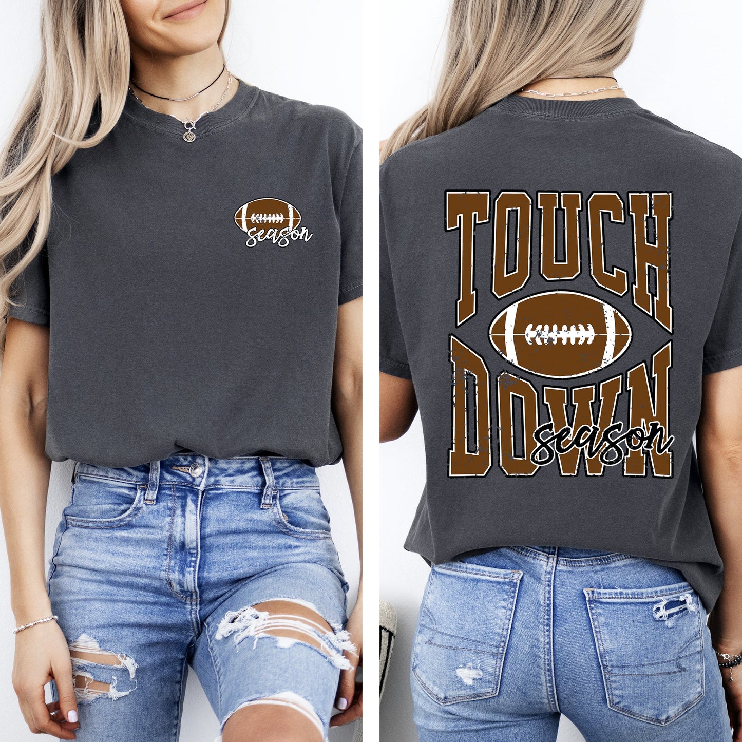 Touchdown Season, Front and Back, Football, Sports, Game Day, Big Game, Tailgate Party Tshirt Comfort Colors T-Shirt