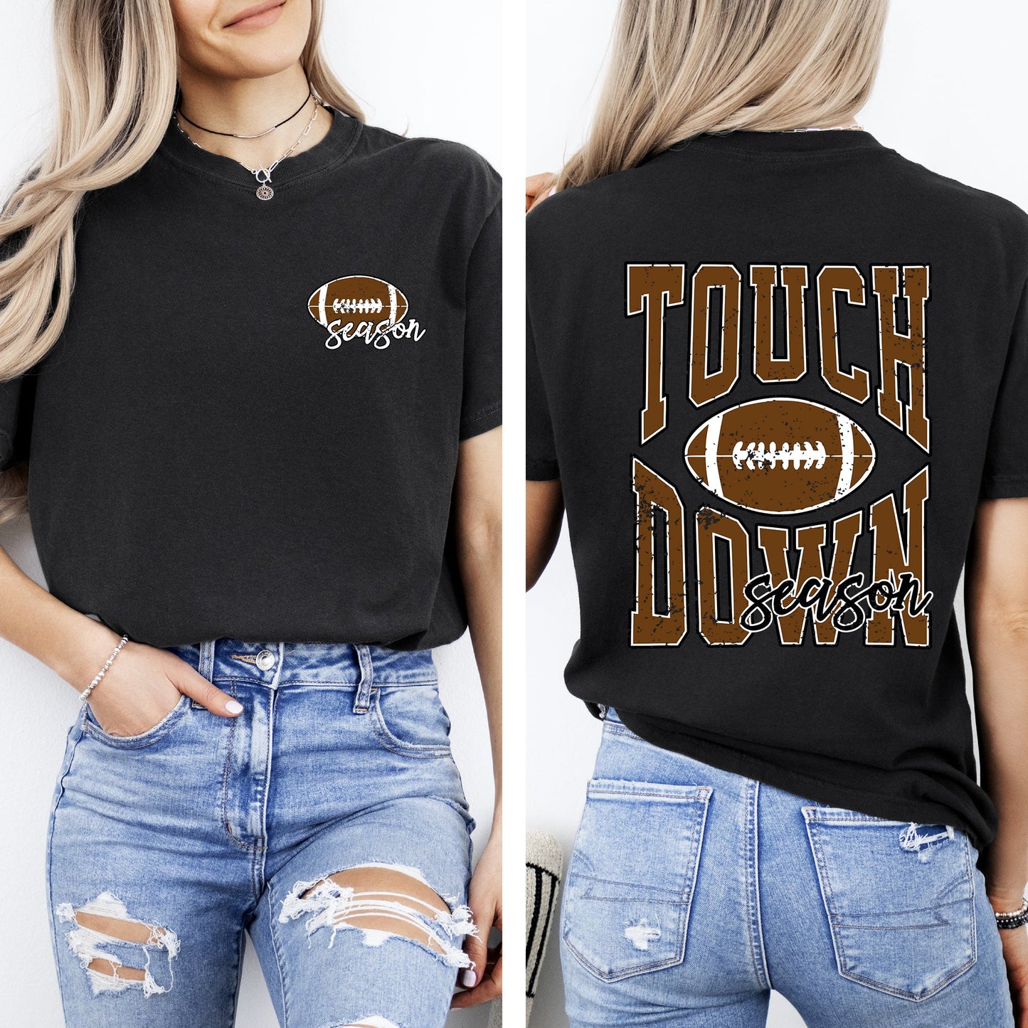 Touchdown Season, Front and Back, Football, Sports, Game Day, Big Game, Tailgate Party Tshirt Comfort Colors T-Shirt