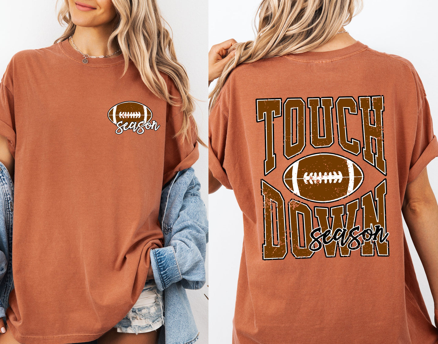 Touchdown Season, Front and Back, Football, Sports, Game Day, Big Game, Tailgate Party Tshirt Comfort Colors T-Shirt