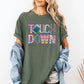 Touchdown, Faux Printed Embroidery Look, Colorful, Girly, Football, Sports, Game Day, Big Game, Tailgate Party Tshirt Comfort Colors T-Shirt