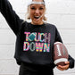 Touchdown, Faux Printed Embroidery Look, Colorful, Girly, Football, Sports, Game Day, Big Game, Tailgate Party Sweatshirt