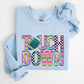 Touchdown, Faux Printed Embroidery Look, Colorful, Girly, Football, Sports, Game Day, Big Game, Tailgate Party Sweatshirt