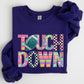 Touchdown, Faux Printed Embroidery Look, Colorful, Girly, Football, Sports, Game Day, Big Game, Tailgate Party Sweatshirt