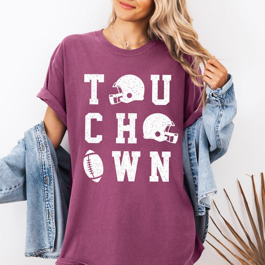 Touchdown, Helmet, Football, Sports, Game Day, Big Game, Tailgate Party Tshirt Comfort Colors T-Shirt