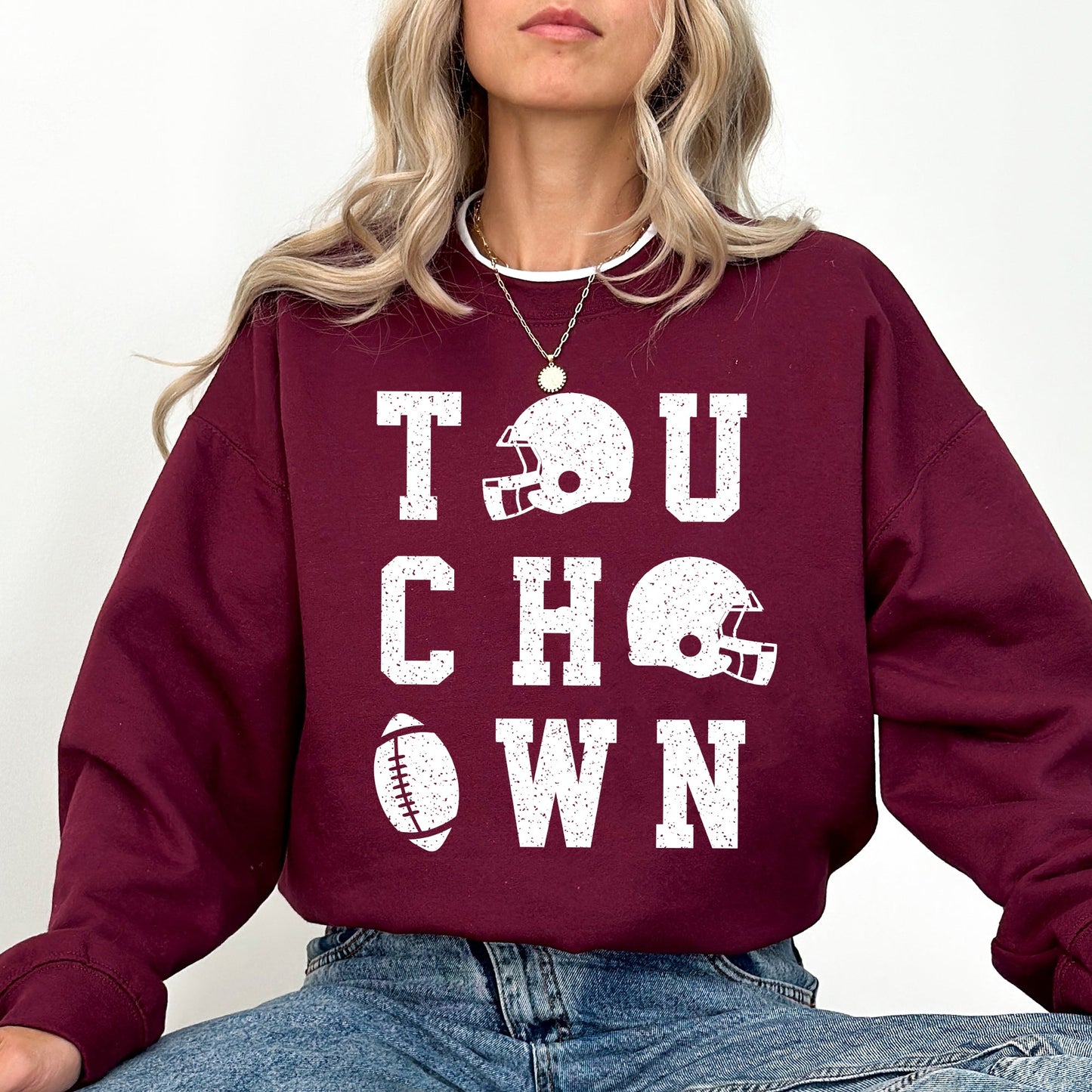Touchdown, Helmet, Football, Sports, Game Day, Big Game, Tailgate Party Sweatshirt