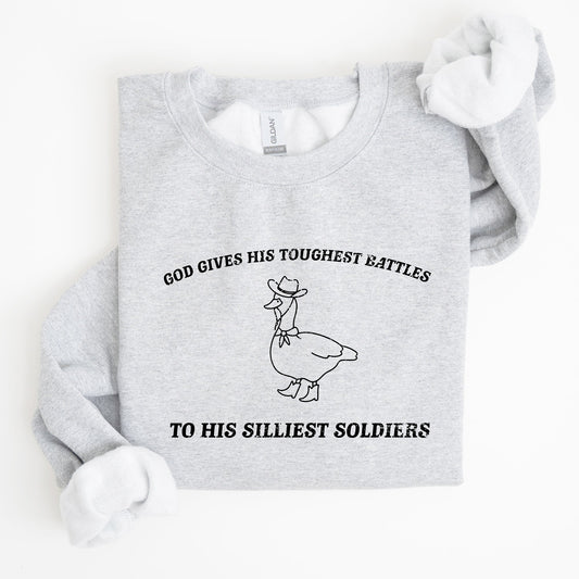 Toughest Battles, Silliest Soldier, Goose, Meme, Aesthetic, Funny Sweatshirt