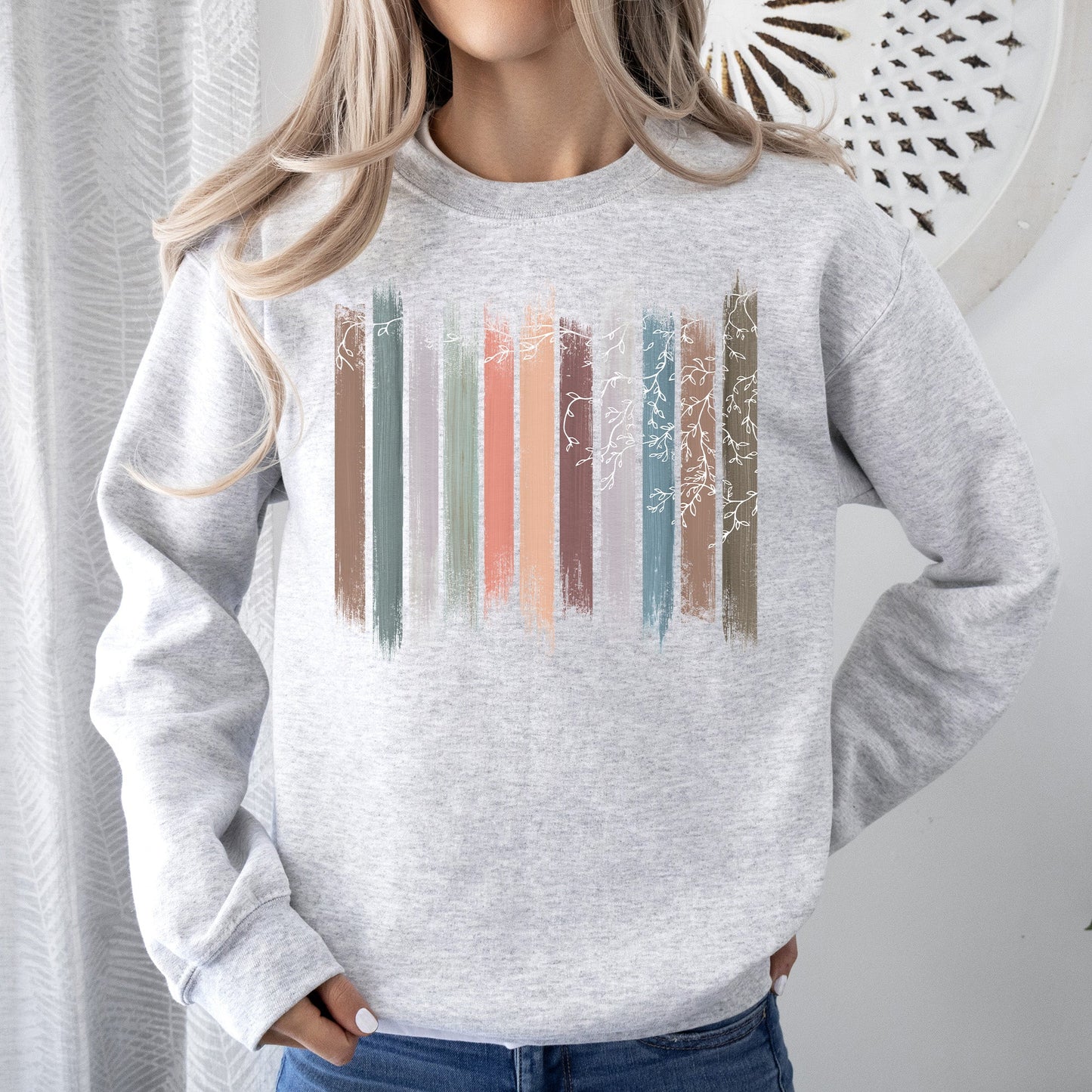 Trailing Vines, Nature, Botanical Stripes Sweatshirt