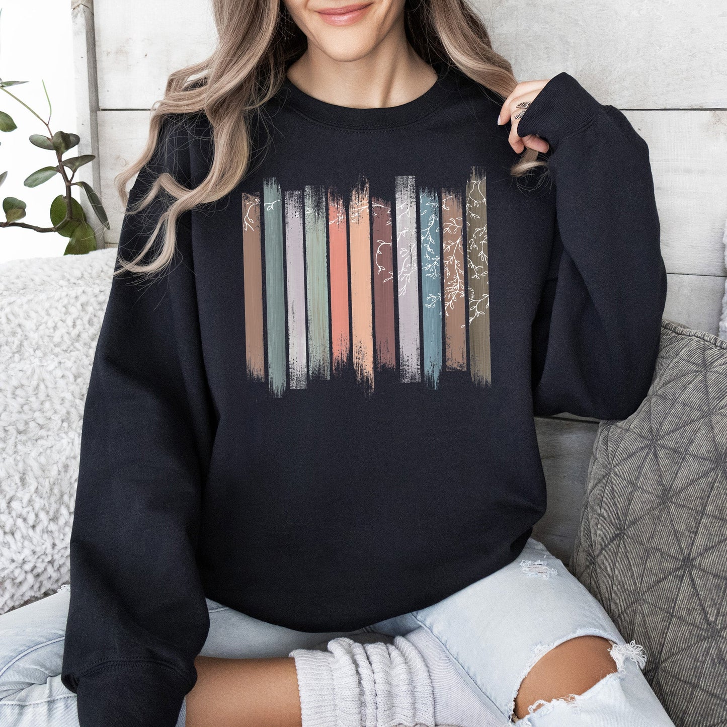 Trailing Vines, Nature, Botanical Stripes Sweatshirt