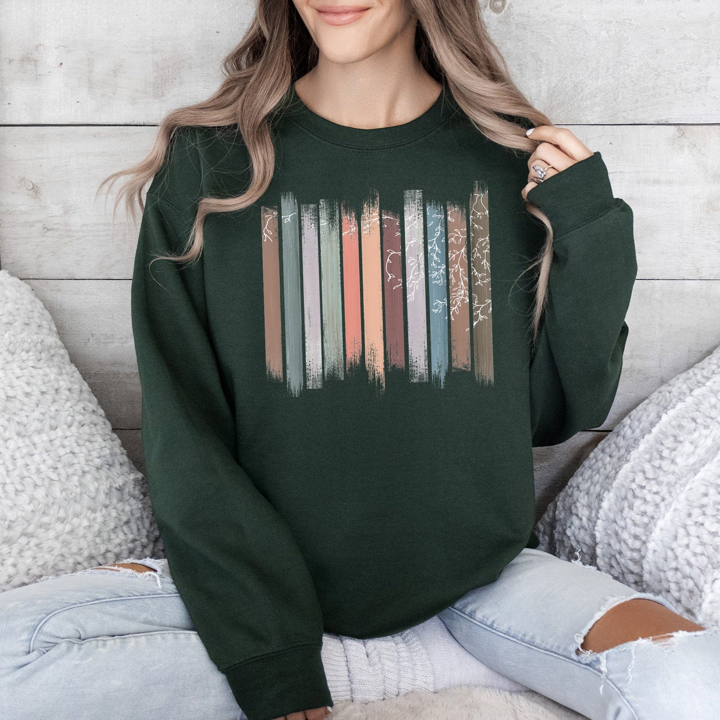Trailing Vines, Nature, Botanical Stripes Sweatshirt