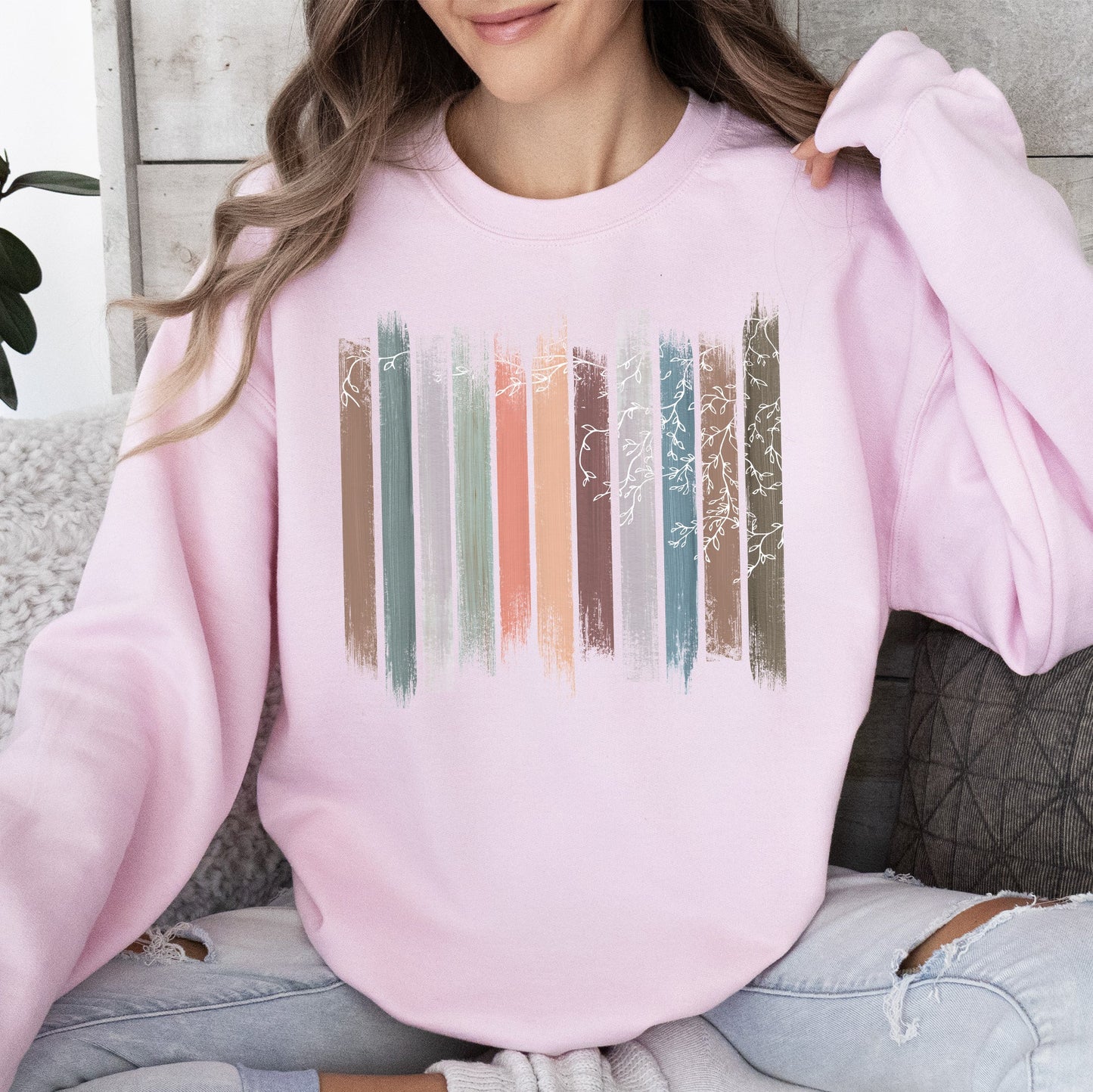 Trailing Vines, Nature, Botanical Stripes Sweatshirt