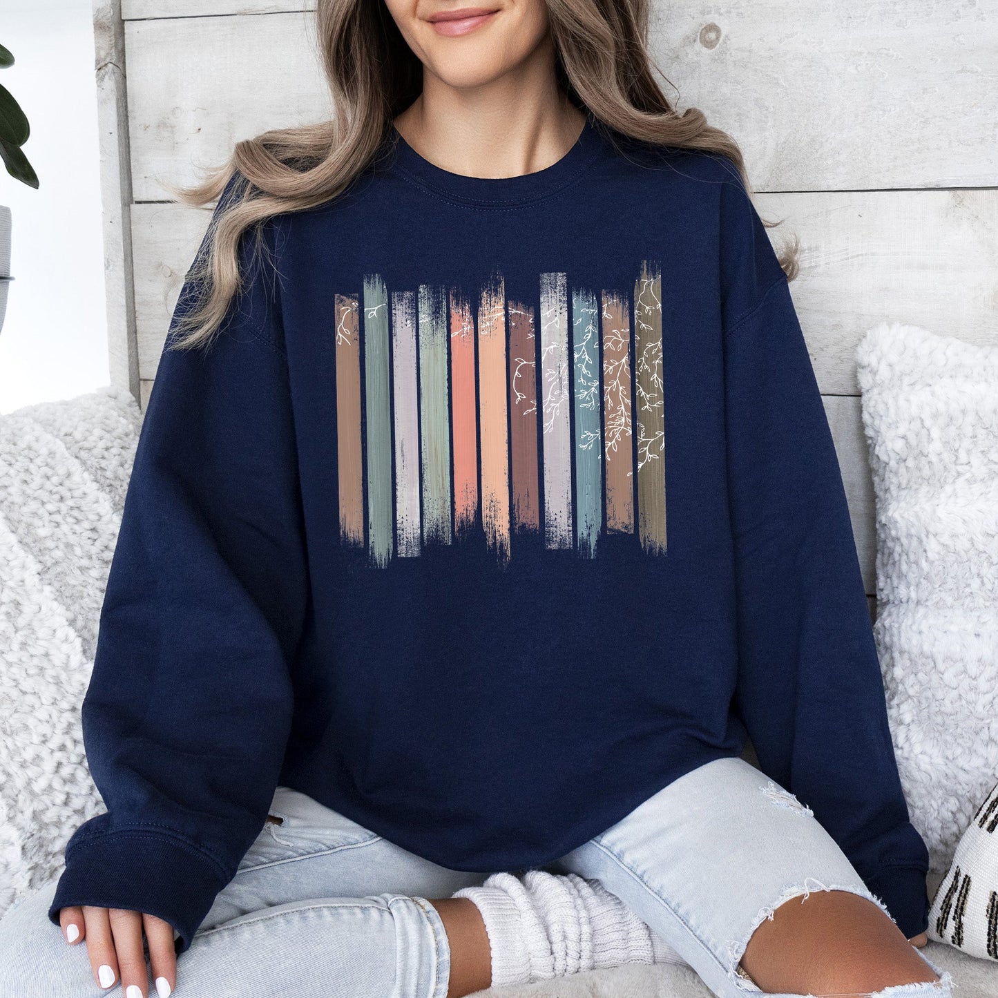 Trailing Vines, Nature, Botanical Stripes Sweatshirt