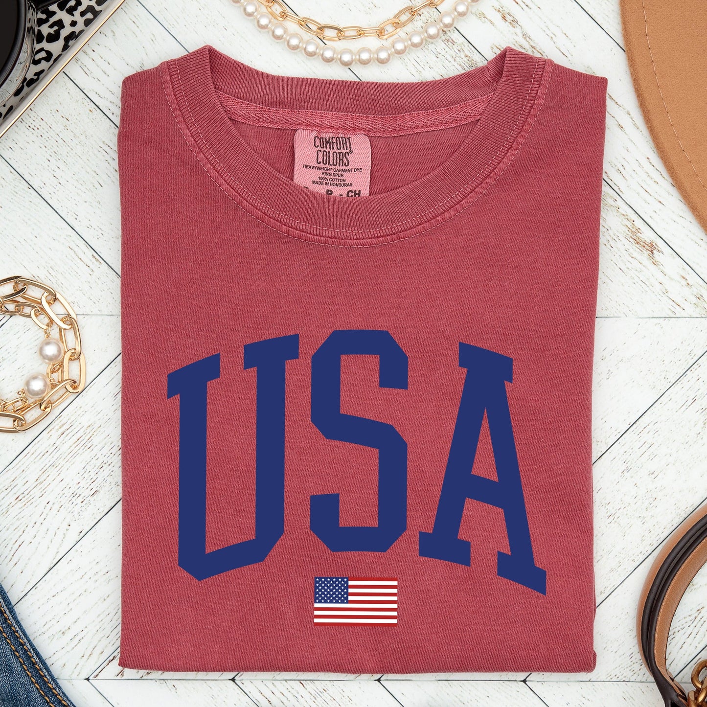 USA Flag, America, Patriotic, Blue, 4th of July Tshirt Comfort Colors T-Shirt