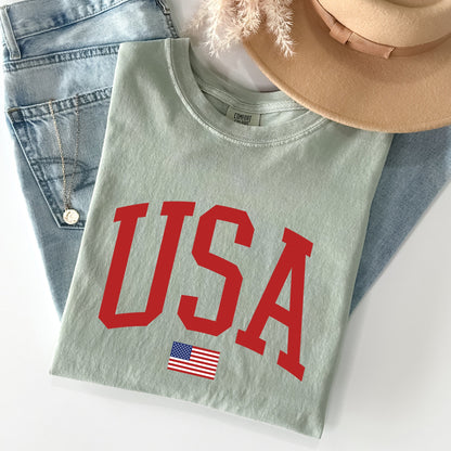 USA Flag, America, Patriotic, Red, 4th of July Tshirt Comfort Colors T-Shirt