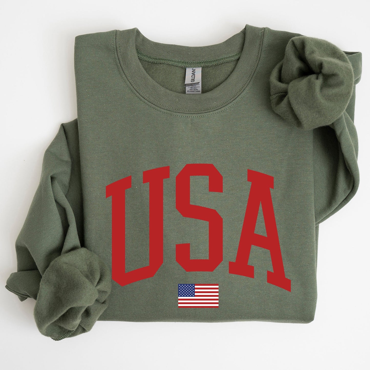 USA Flag, Red, America, Patriotic, 4th of July Sweatshirt