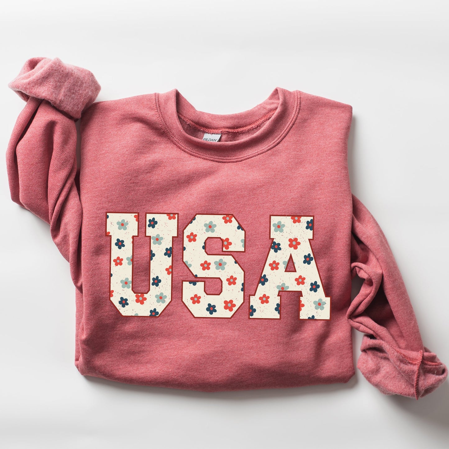 USA Flowers, Minimalist, Patriotic, America, 4th of July Sweatshirt
