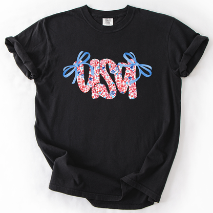 USA Ribbons, Coquette, Fourth of July, America, Patriotic, USA, Comfort Colors T-Shirt