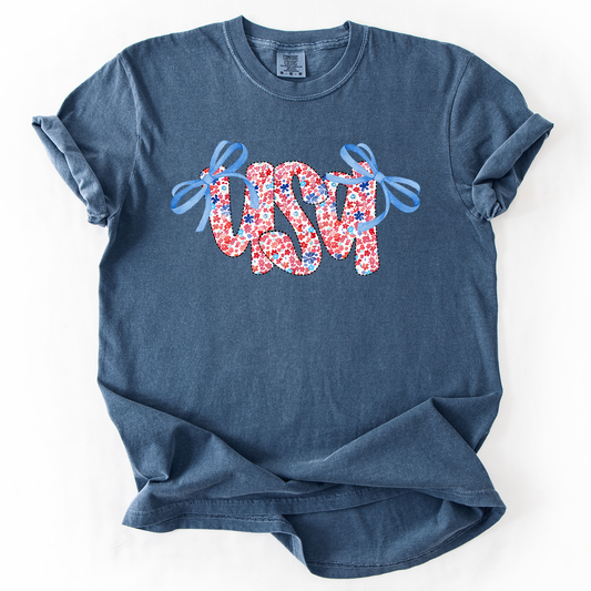 USA Ribbons, Coquette, Fourth of July, America, Patriotic, USA, Comfort Colors T-Shirt