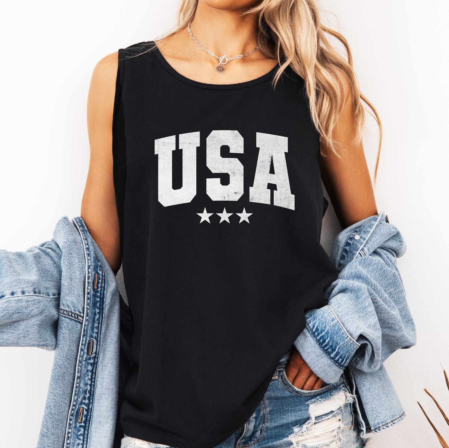 USA Stars, Fourth of July, America, Patriotic, USA Comfort Colors Tank Top