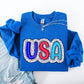 USA, Dalmatian Print, Patriotic, Red, White, Blue, America, 4th of July Sweatshirt