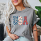 USA, Floral Print, Patriotic, America, Comfort Colors Tshirt