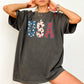 USA, Floral Print, Patriotic, America, Comfort Colors Tshirt