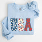 USA, Floral Print, Patriotic, America Flag Sweatshirt