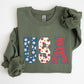 USA, Floral Print, Patriotic, America Flag Sweatshirt