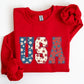 USA, Floral Print, Patriotic, America Flag Sweatshirt