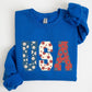 USA, Floral Print, Patriotic, America Flag Sweatshirt