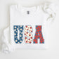 USA, Floral Print, Patriotic, America Flag Sweatshirt