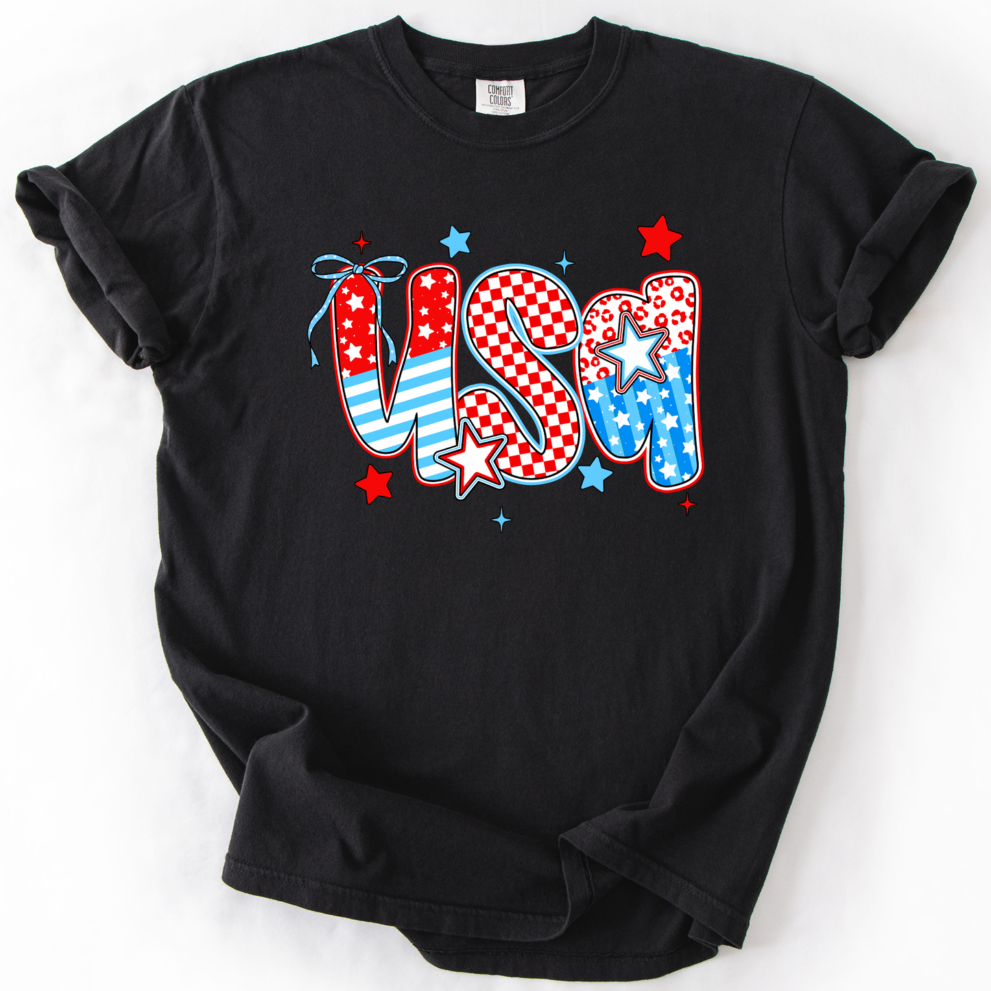 USA, Patriotic Patterns, Bow, Fourth of July, America, Comfort Colors T-Shirt