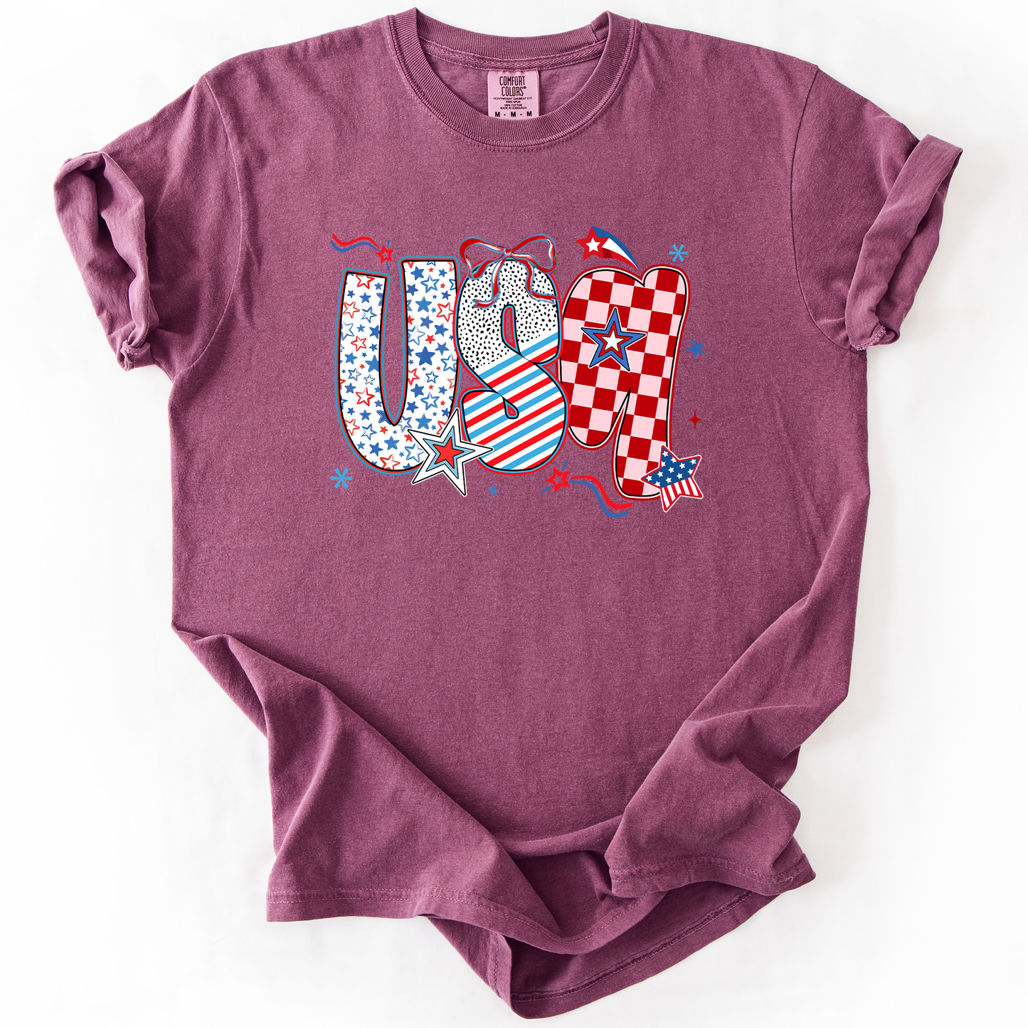 USA, Patriotic Patterns, Ribbons, Fourth of July, America, Comfort Colors T-Shirt