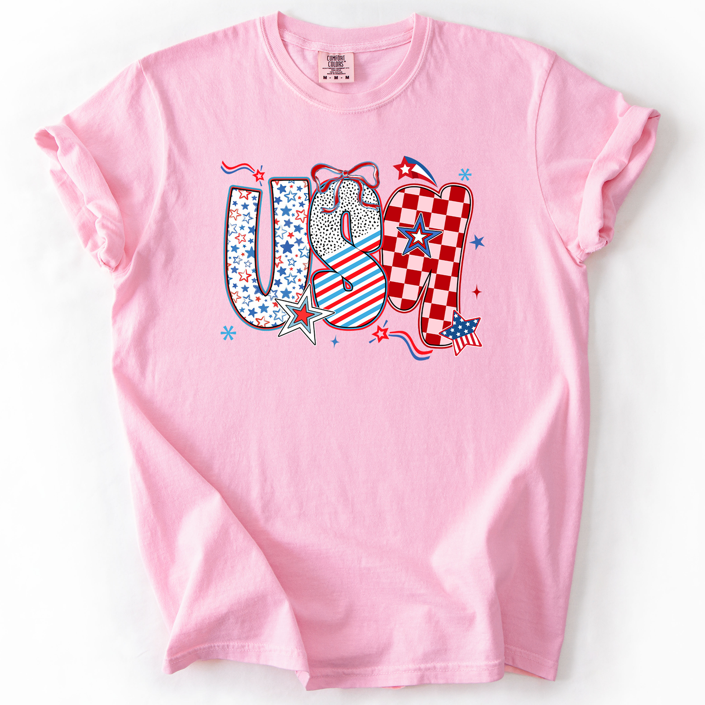 USA, Patriotic Patterns, Ribbons, Fourth of July, America, Comfort Colors T-Shirt