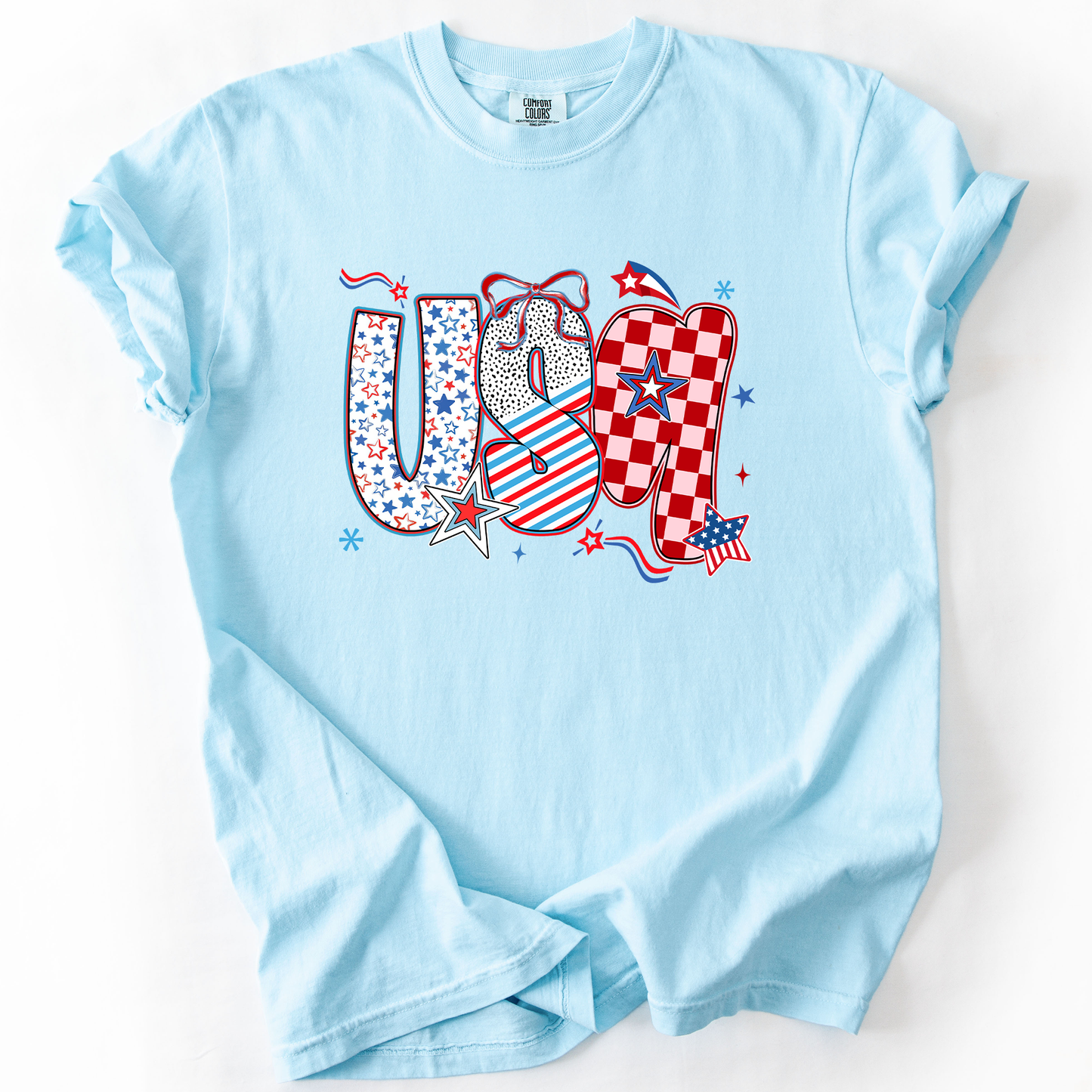 USA, Patriotic Patterns, Ribbons, Fourth of July, America, Comfort Colors T-Shirt