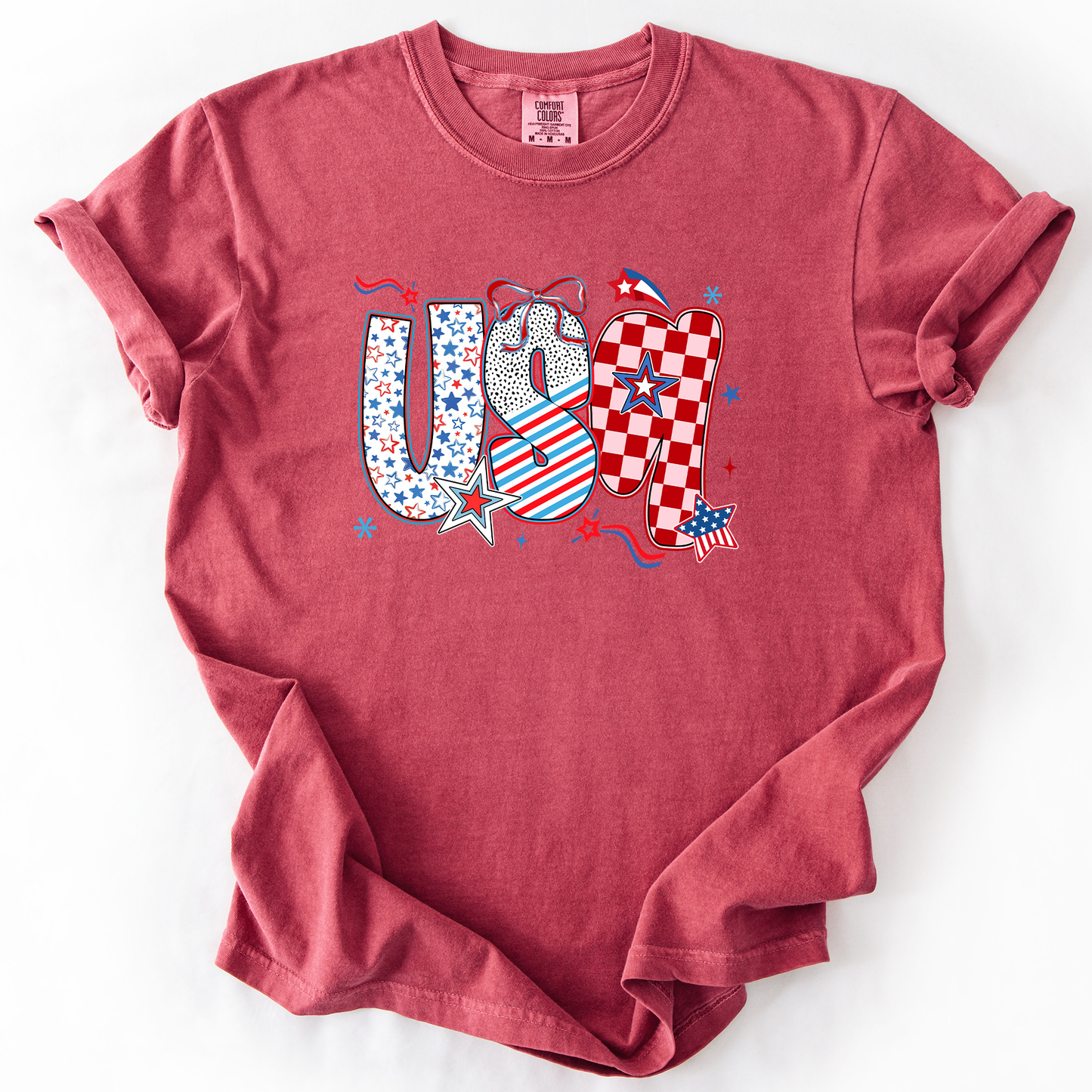 USA, Patriotic Patterns, Ribbons, Fourth of July, America, Comfort Colors T-Shirt