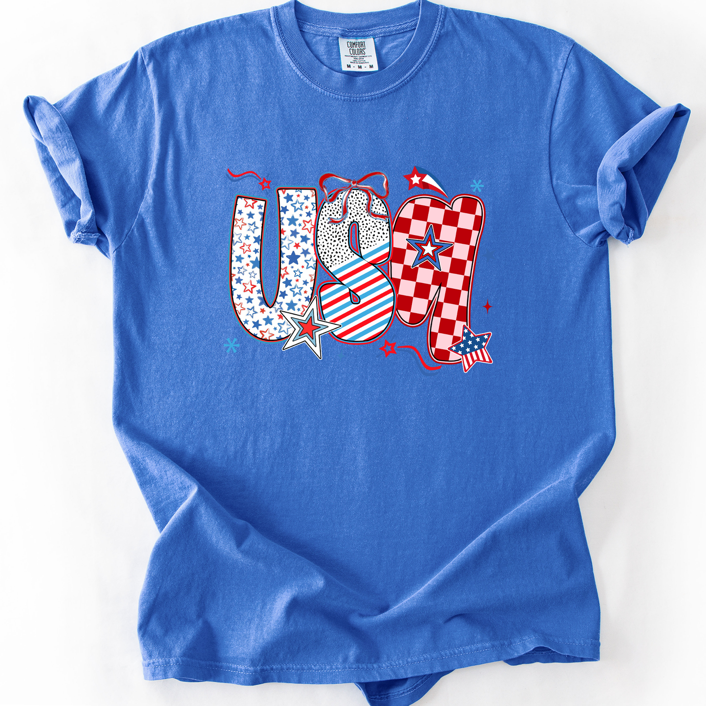 USA, Patriotic Patterns, Ribbons, Fourth of July, America, Comfort Colors T-Shirt