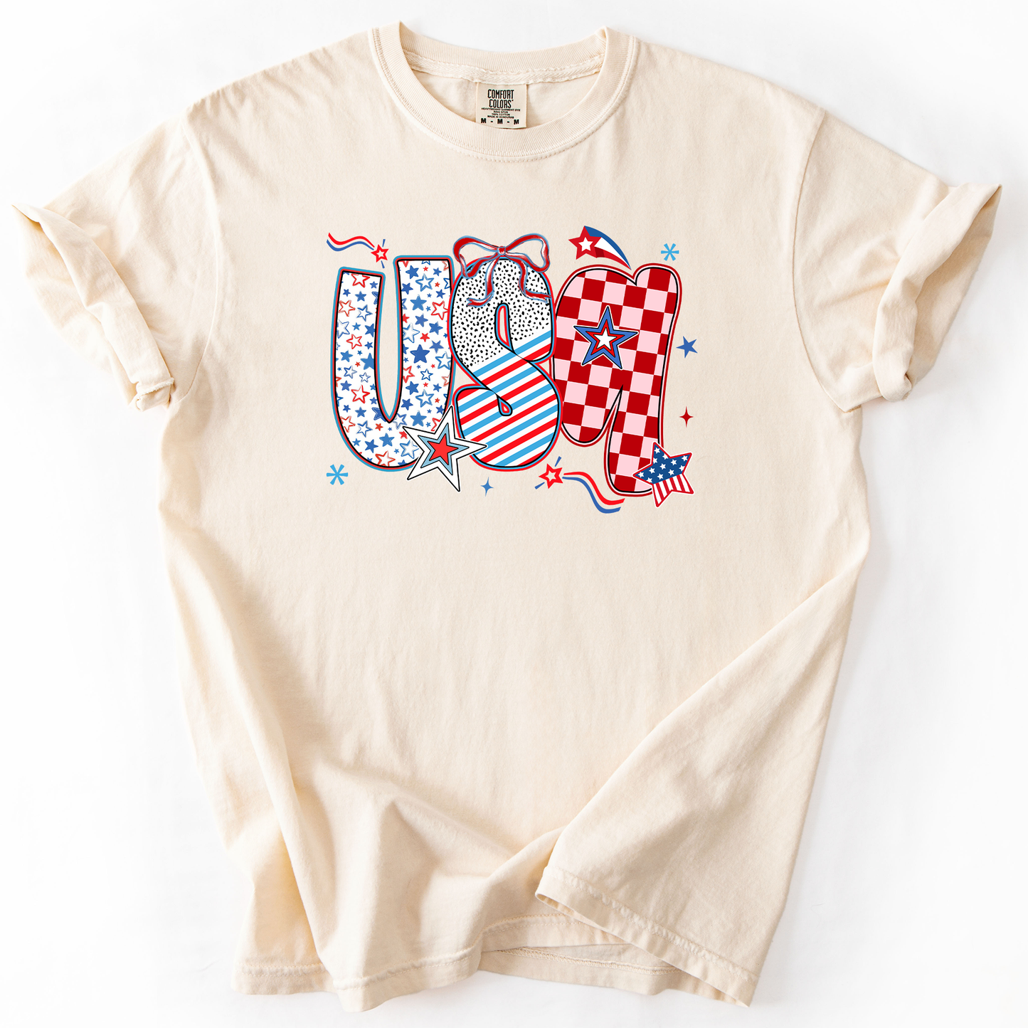 USA, Patriotic Patterns, Ribbons, Fourth of July, America, Comfort Colors T-Shirt