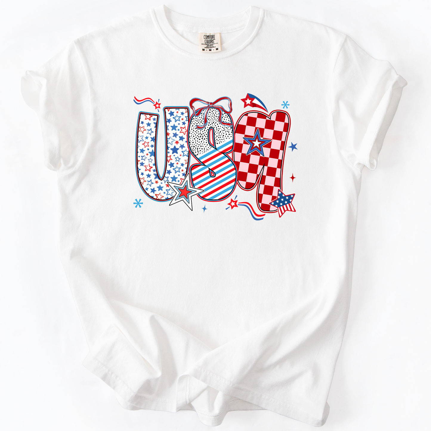 USA, Patriotic Patterns, Ribbons, Fourth of July, America, Comfort Colors T-Shirt