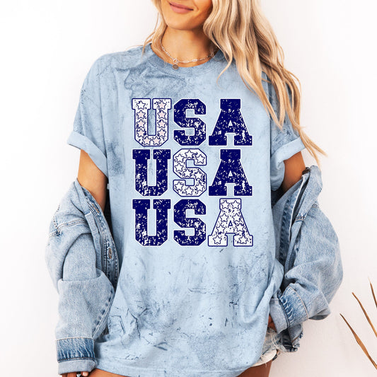 USA, Retro Patriotic, America, Stars, Blue, 4th of July, Color Blast Tshirt Comfort Colors T-Shirt