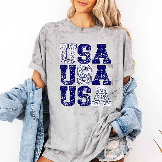 USA, Retro Patriotic, America, Stars, Blue, 4th of July, Color Blast Tshirt Comfort Colors T-Shirt