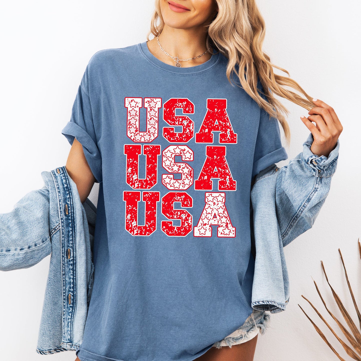 USA, Retro Patriotic, America, Stars, Red, 4th of July Tshirt Comfort Colors T-Shirt
