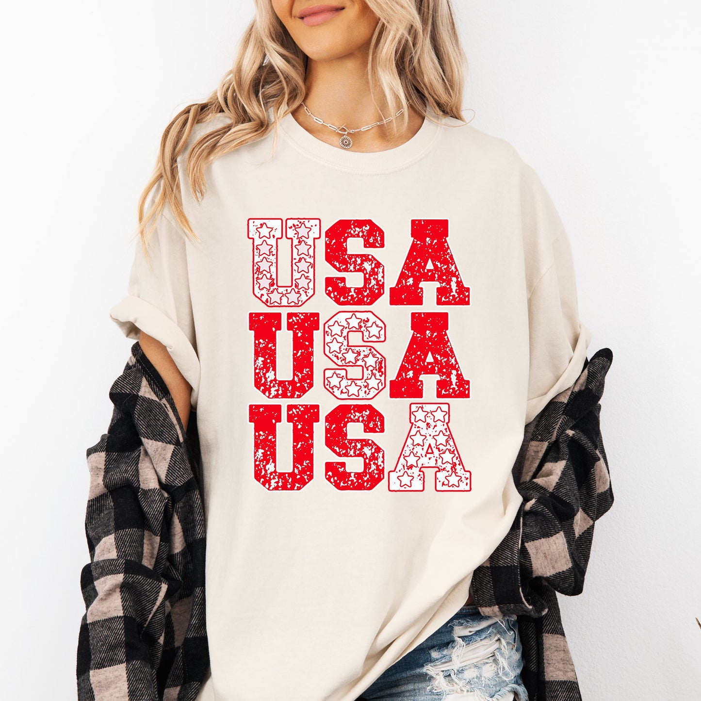 USA, Retro Patriotic, America, Stars, Red, 4th of July Tshirt Comfort Colors T-Shirt